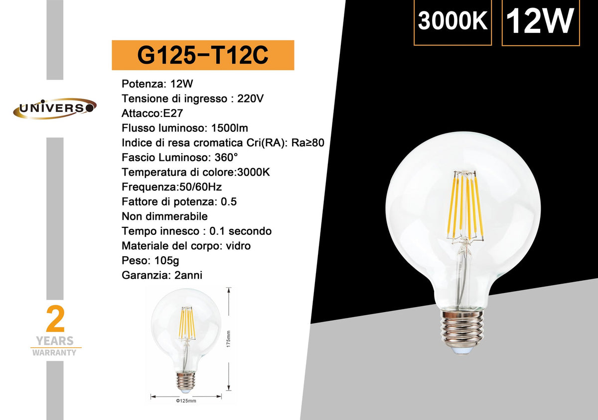Lampadina LED Universo – G125-T12C