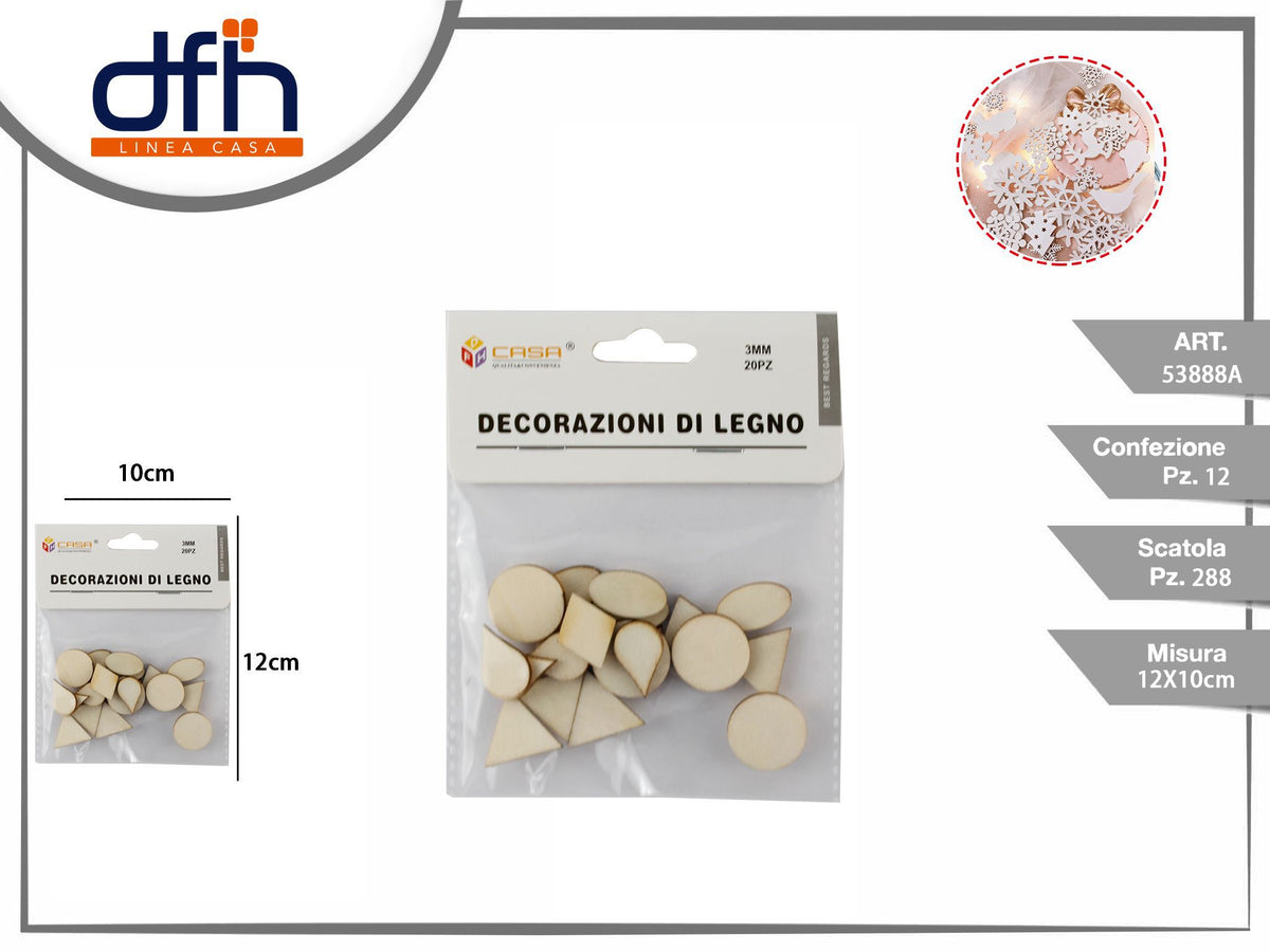 DECORAZIONI DI LEGNO 3 mm 20 pz