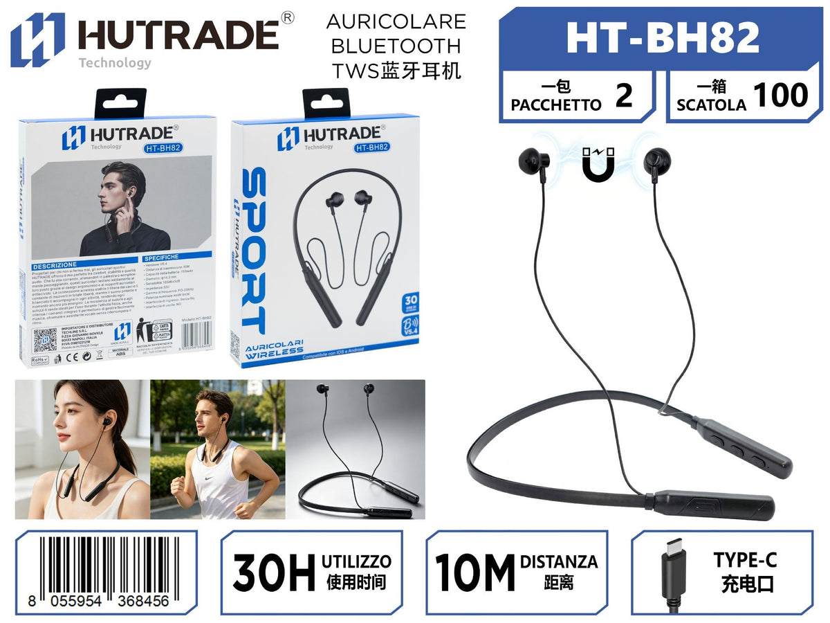 HT-BH82 AURICOLARE DA COLLO BLUETOOTH NERO