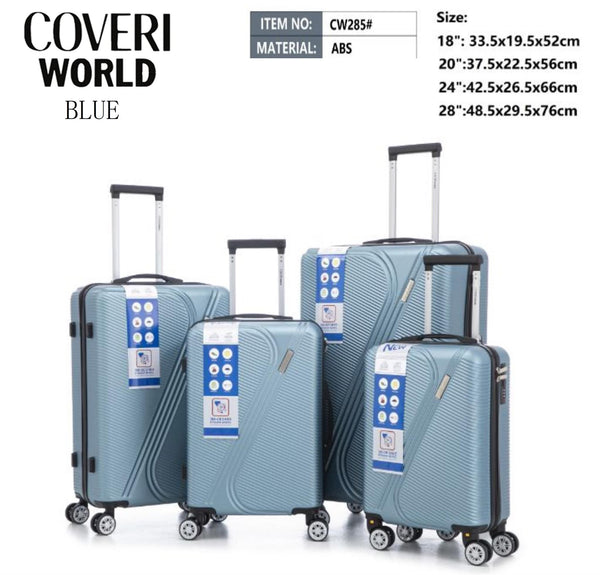 Coveri World CW285, set di quattro trolley in ABS, blu