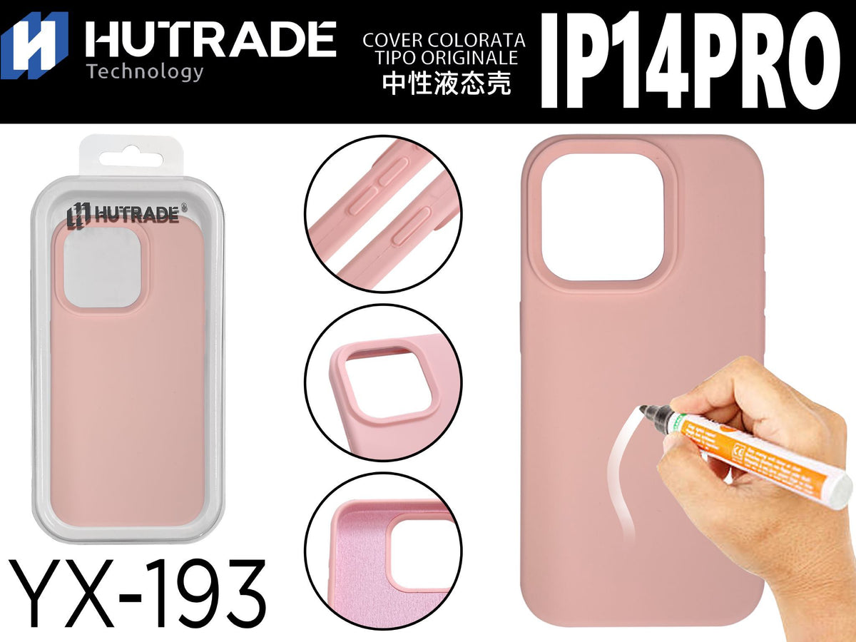 YX-193 COVER COLORATA IN GOMMA IP14 PRO ROSA