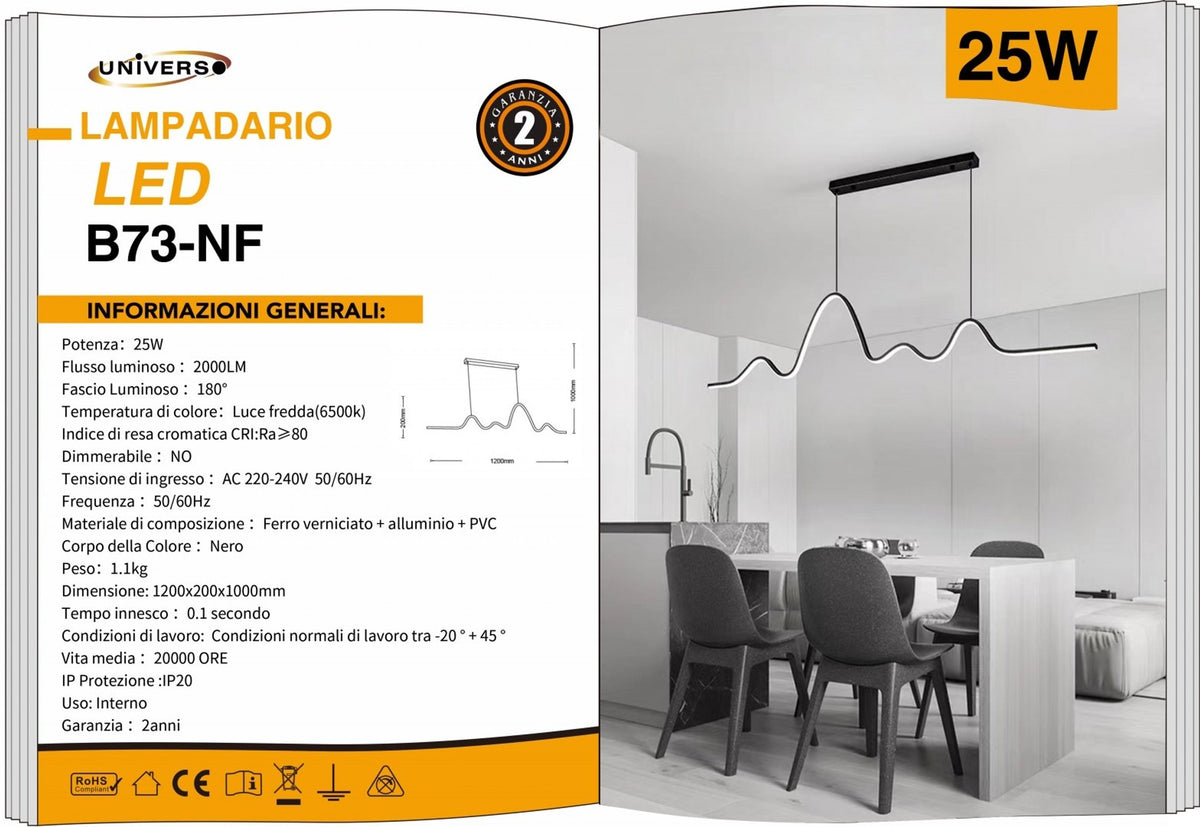 Lampada Da Soffitto Nero Universo – B73-NF