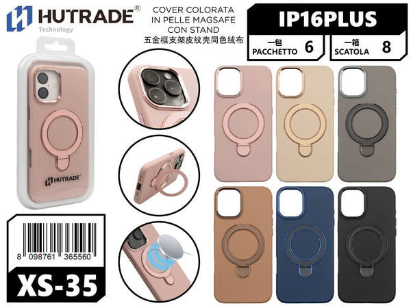 XS-35 COVER COLORATA IN PELLE MAGSAFE CON STAND IP16PLUS