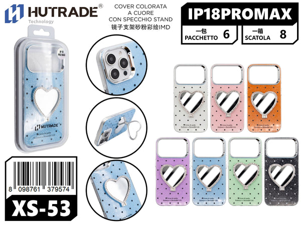 XS-53 COVER COLORATA A CUORE CON SPECCHIO STAND IP18 PRO MAX