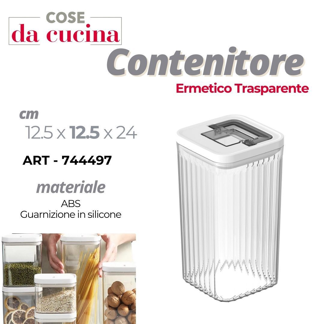 Contenitore ermetico trasparente 12.5 × 12.5 × 24 cm