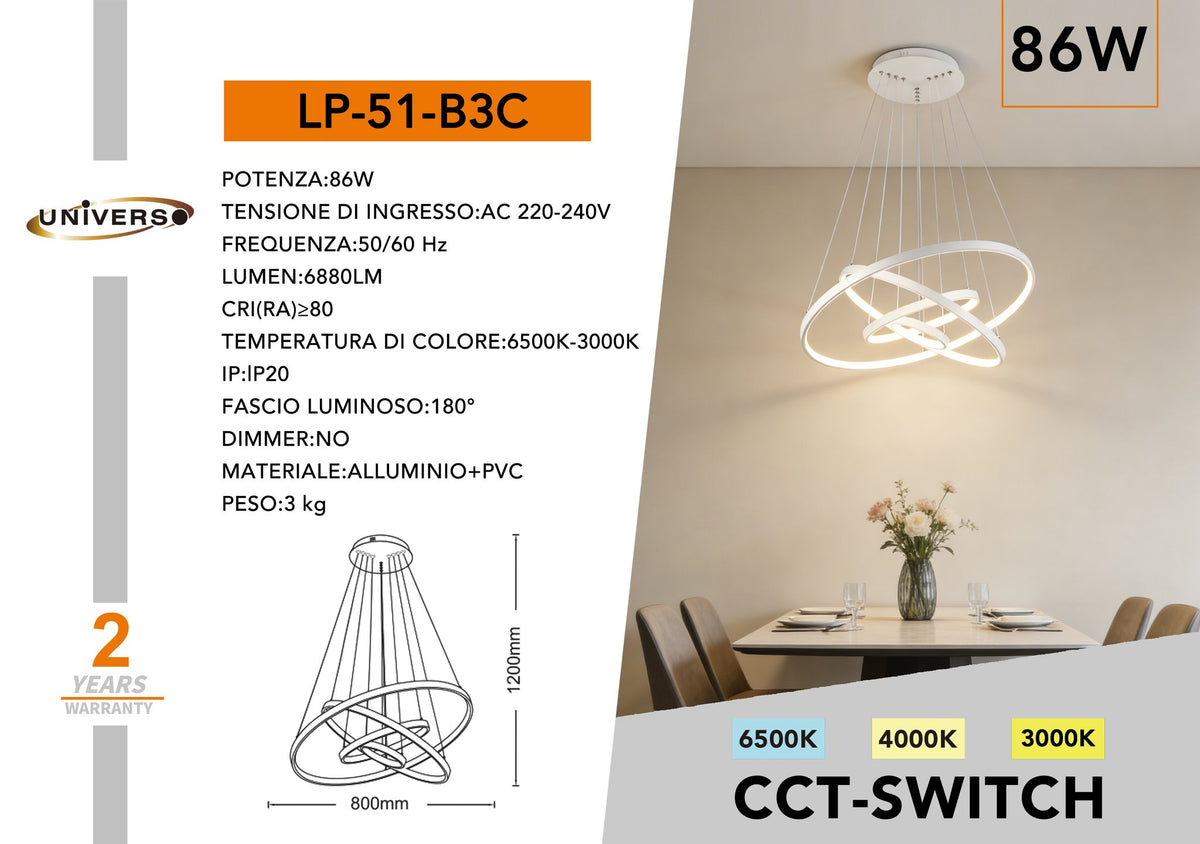 Lampadario Da Soffitto Universo – LP-51-B3C