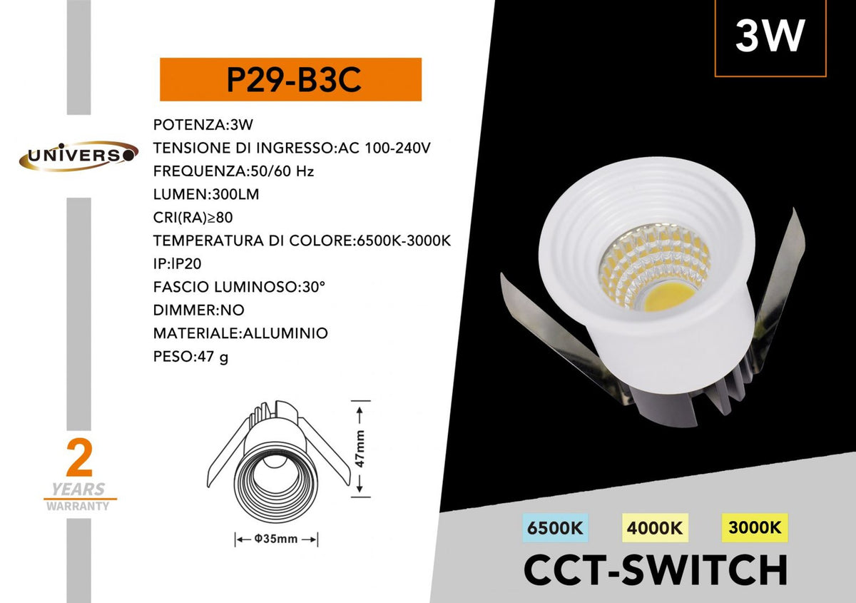 Faretto da soffitto – P29-B3C