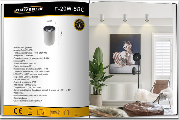 Faretto da soffitto – F20W-5BC
