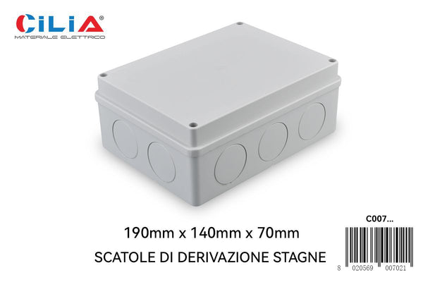 Scatola di derivazione stagna C007, formato 190 × 140 × 70