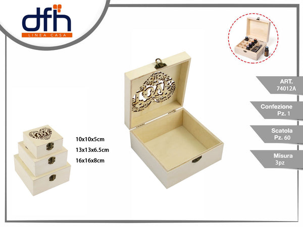 SCATOLA DI LEGNO 3 pz