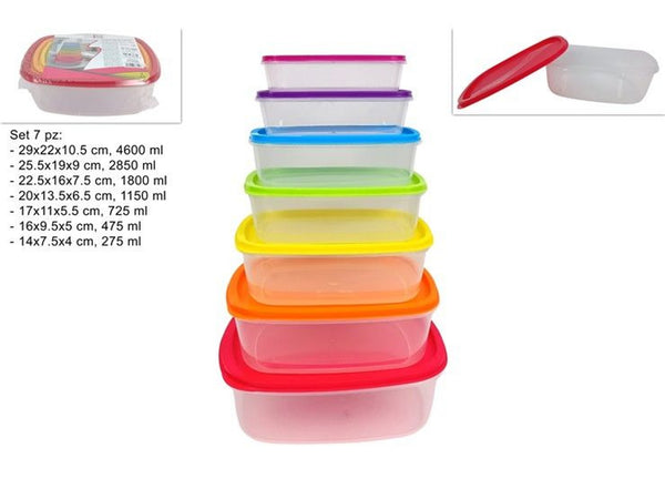 Contenitori plastica rettangolari set 7 misure
