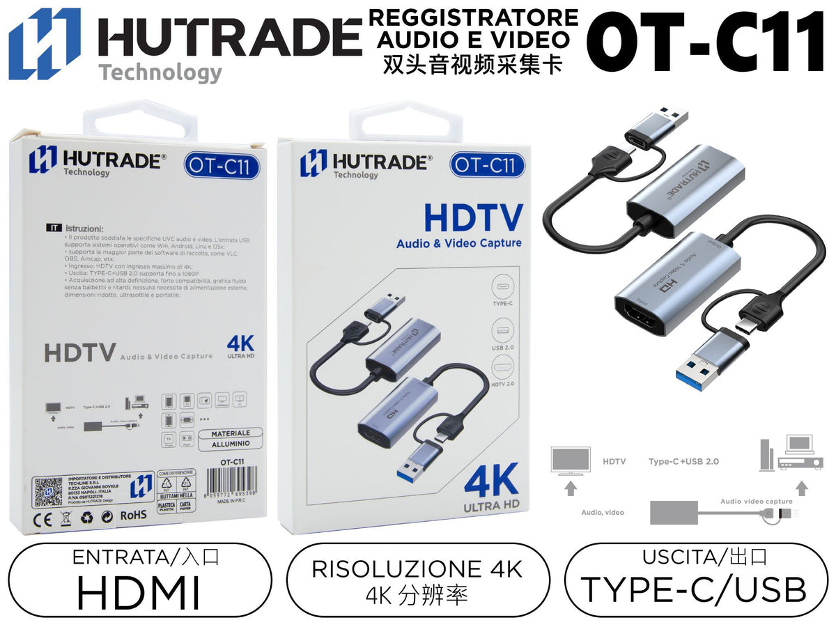 Scheda di acquisizione audio e video USB e USB-C OT-C11