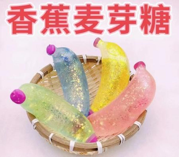 Banana antistress trasparente con glitter