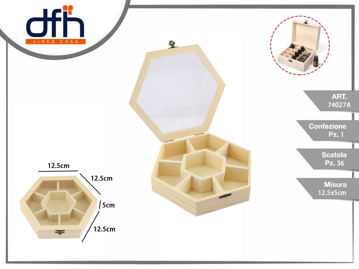 Scatola di legno esagonale