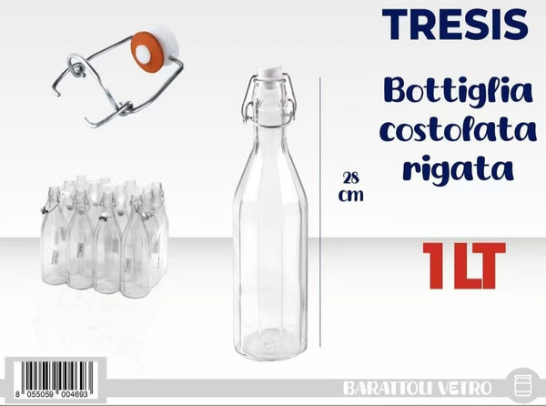 Bottiglia costolata rigata lt.1