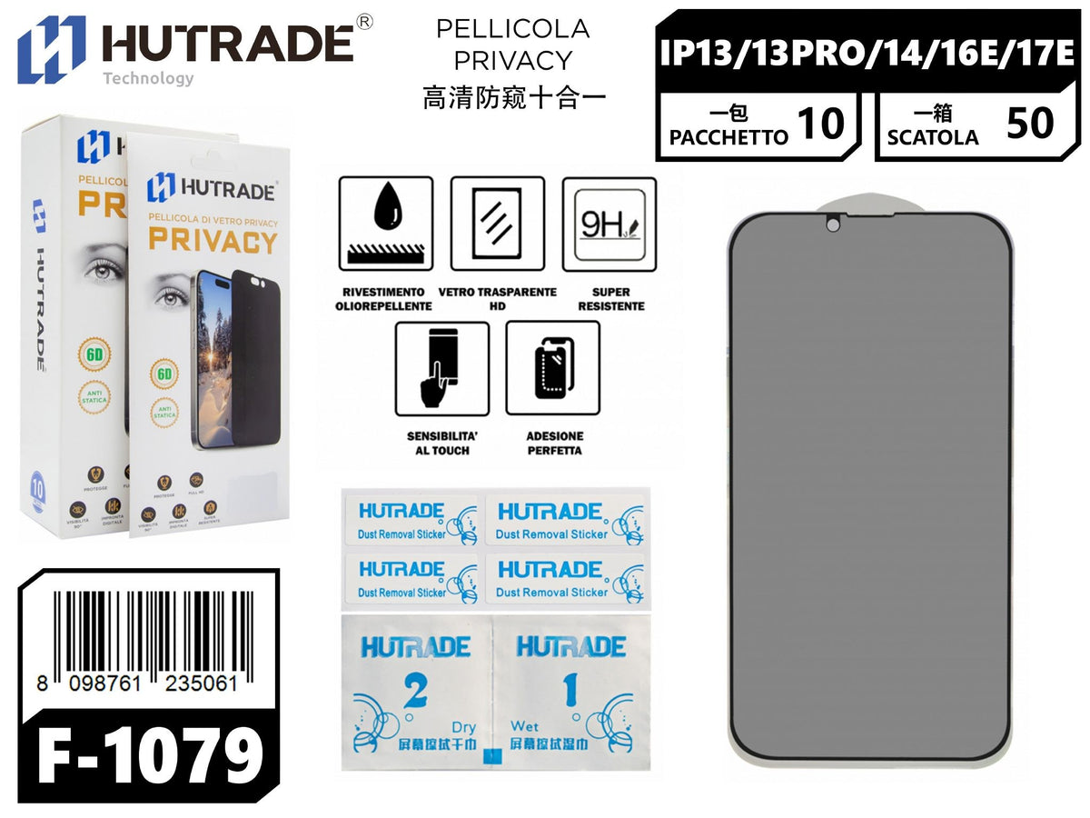 PELLICOLA DI VETRO PRIVACY 10IN1 IP13/13PRO/14/IP16E/17E – F1079 202306