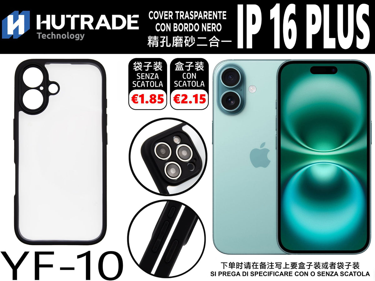 COVER TRASPARENTE CON BORDO NERO IP16 PLUS – YF10 660012