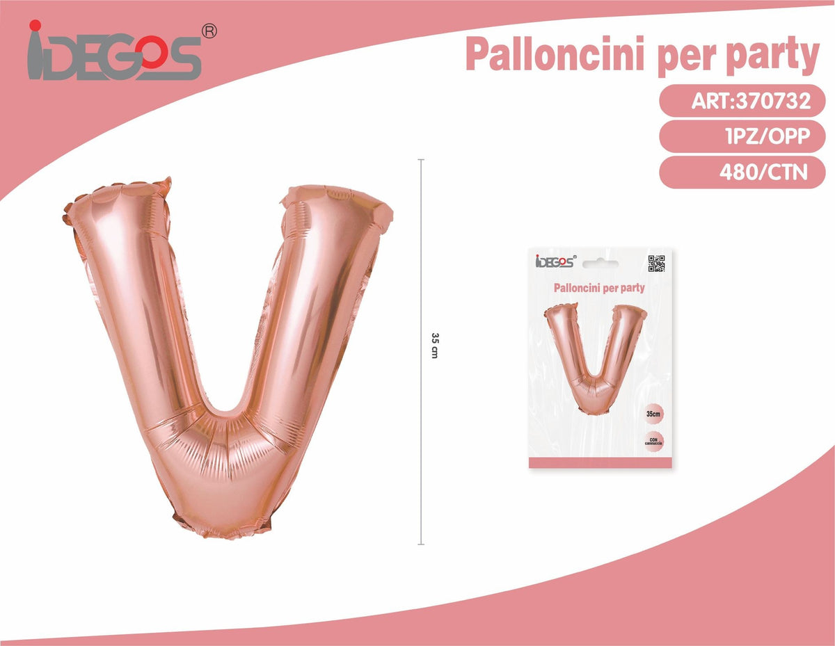 Palloncino lettera V, oro rosa