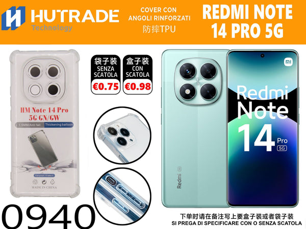 COVER TRASPARENTE BORDO ANTIURTO REDMI NOTE 14 PRO 5G – 0940 014359