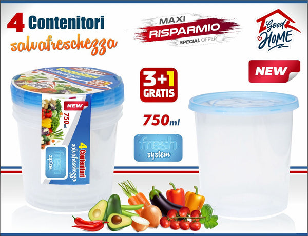 4 CONTENITORI CUBICI 750 ml