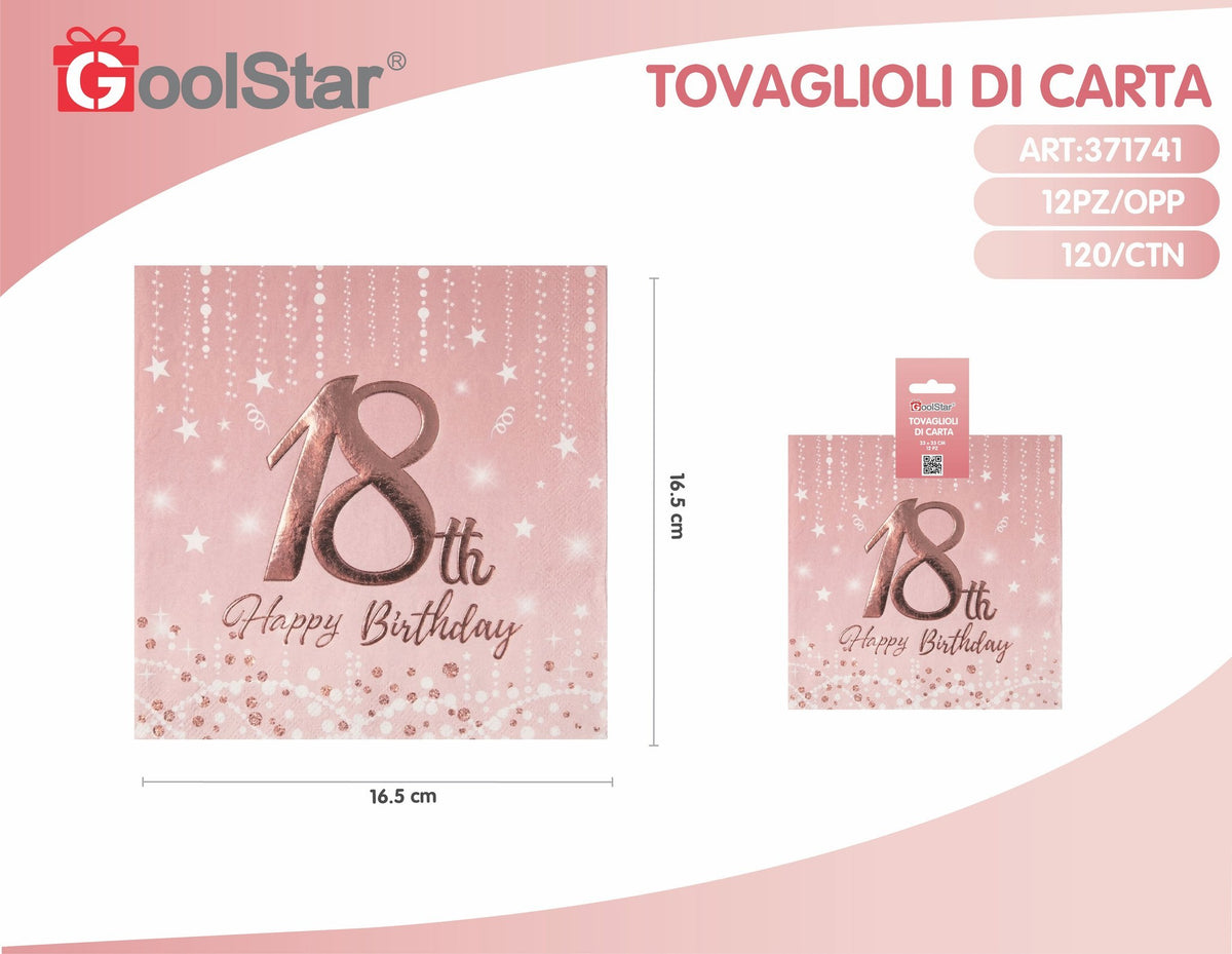 Tovaglioli di carta 18anni oro rosa