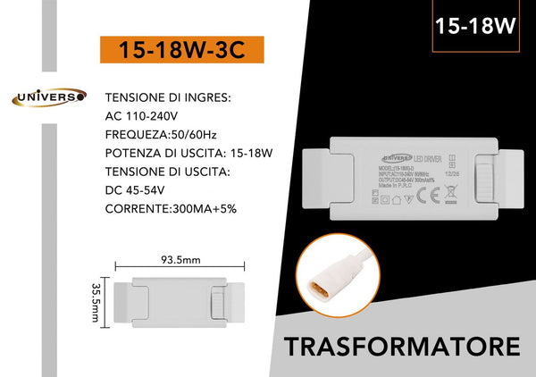 Alimentatore LED – 15-18W-3C