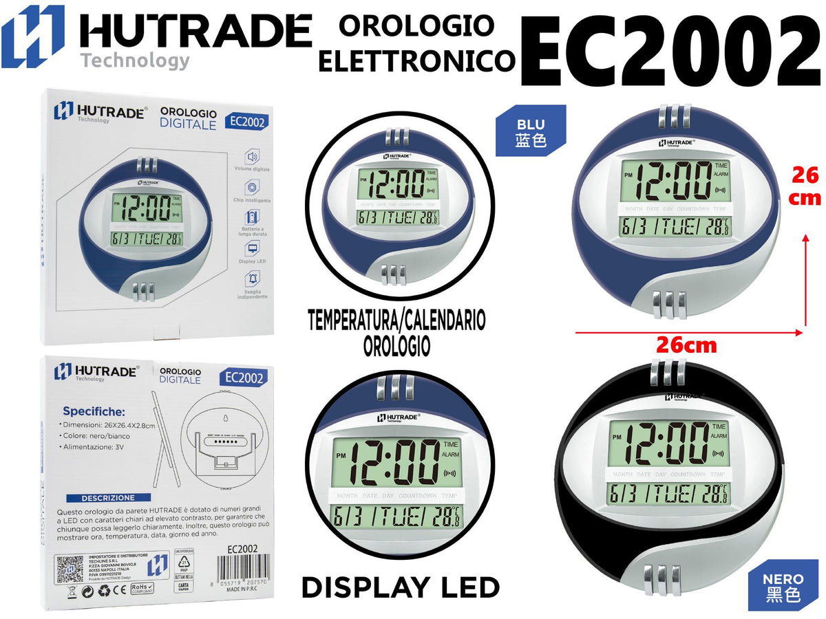 EC2002 OROLOGIO DA PARETE DIGITALE MULTIFUNZIONE