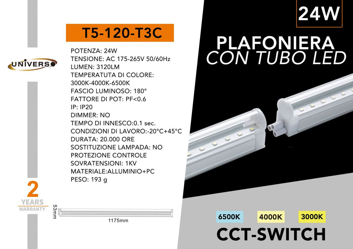 Tubo LED – T5-120-T3C