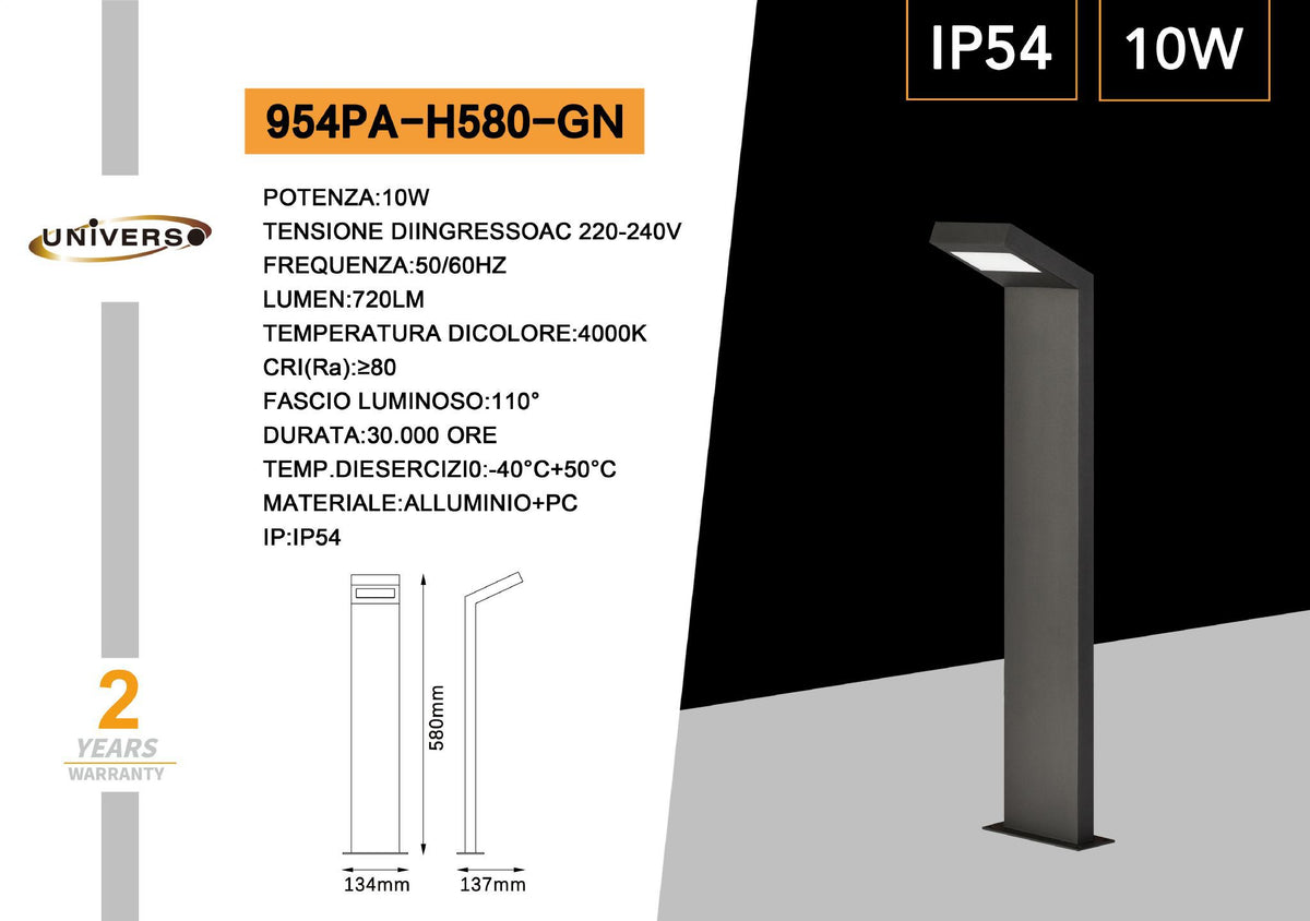 Luce da giardino e da percorso – 954PA-H580-GN