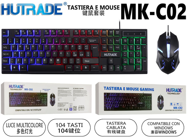 TASTIERA E MOUSE CON FILO A LED – MK C02