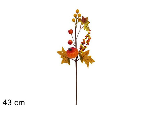 Ramo decorativo autunnale con zucca e bacche,43 cm