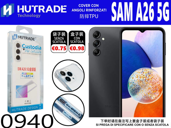 COVER TRASPARENTE CON BORDI ANTIURTO A26 5G – 0940 014348