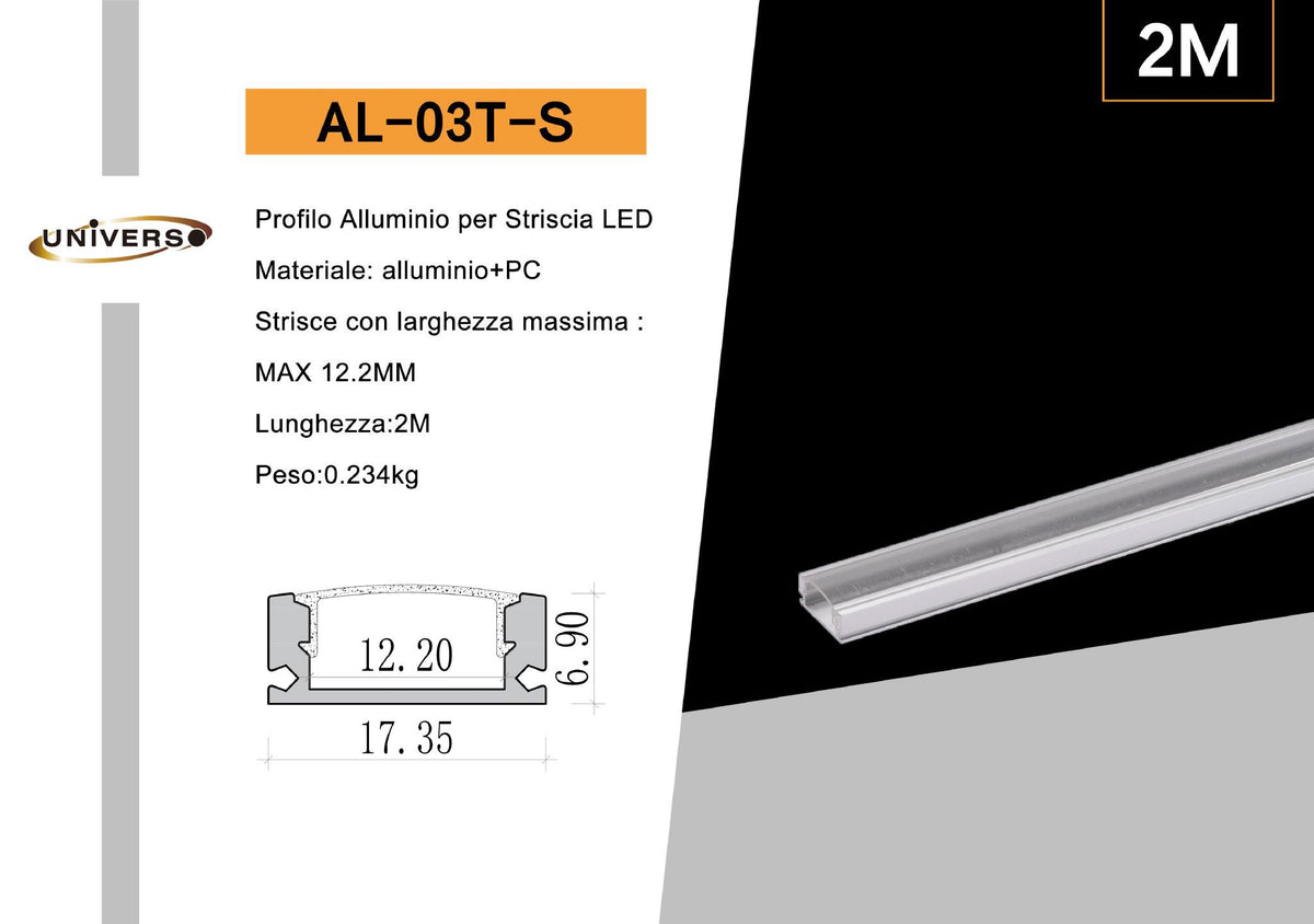 Profilo per strisce LED – AL-03T-S