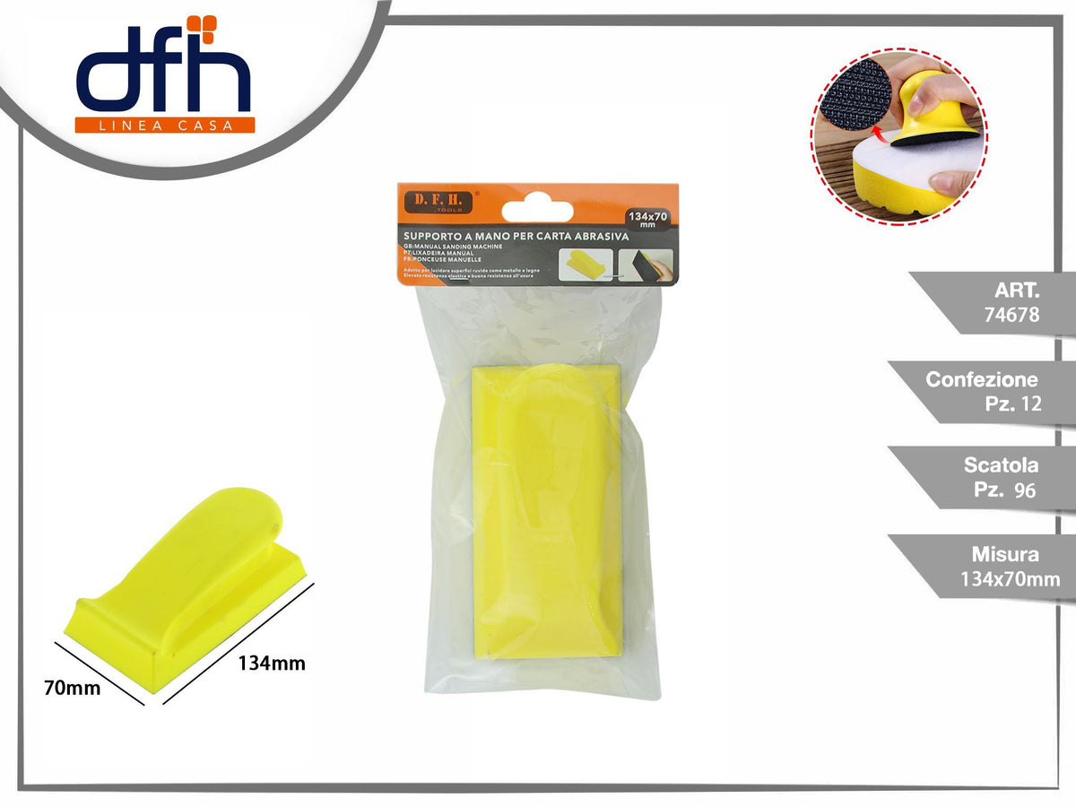 SUPPORTO A MANO PER CARTA ABRASIVA 134 × 70 mm