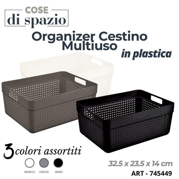 Organizer cestino multiuso in pp 32.5 × 23.5 × 14 cm colori assortiti art. 745449