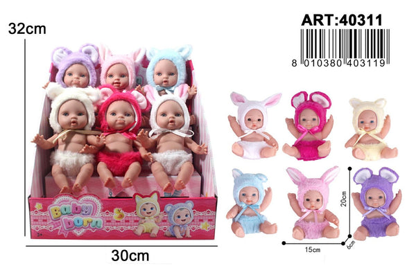 Bambolotto con cappuccio animale, assortito AP40311
