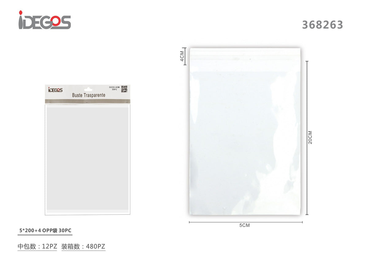 Buste trasparenti in OPP, 30 pezzi