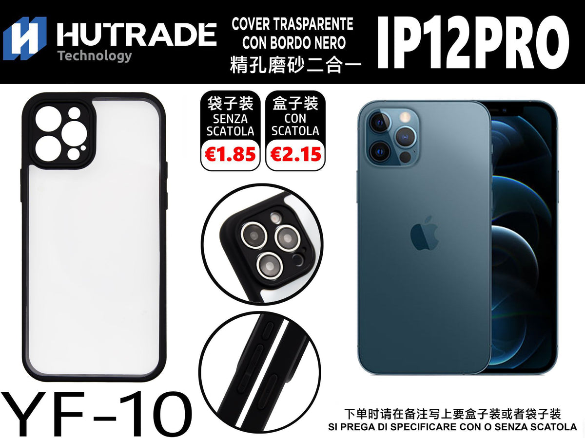 COVER TRASPARENTE CON BORDO NERO IP12 PRO – YF10 660002