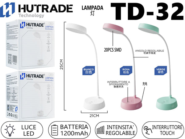 TD-32 LAMPADA DA TAVOLO RICARICABILE 20LED