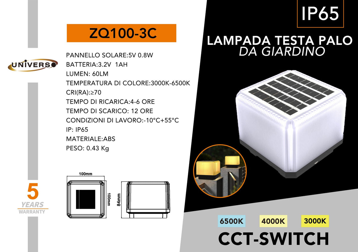 Faretto Solare Universo – ZQ100-3C