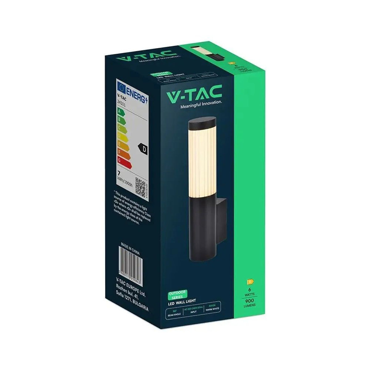 Applique LED da esterno V-TAC 6 W nera, 3000 K, IP44