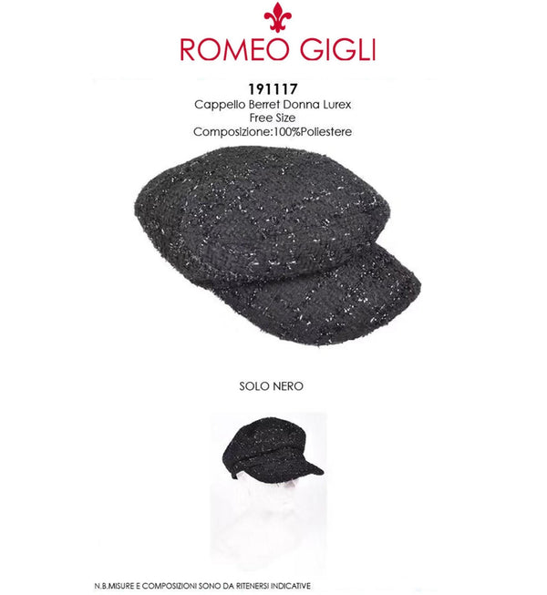 Romeo Gigli 191117, cappello nero con visiera