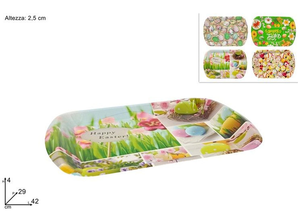 VASSOIO RETTANGOLARE 42 × 29 × 2.5 cm DECORO PASQUALE 4ASS HX-HL42148