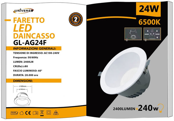 Faretto Da Incasso Universo – GL-AG24F