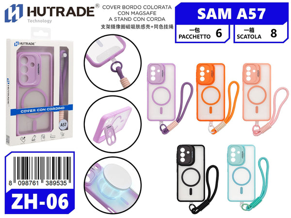 ZH-06 COVER BORDO COLORATA CON MAGSAFE A STAND CON CORDA SAM A57