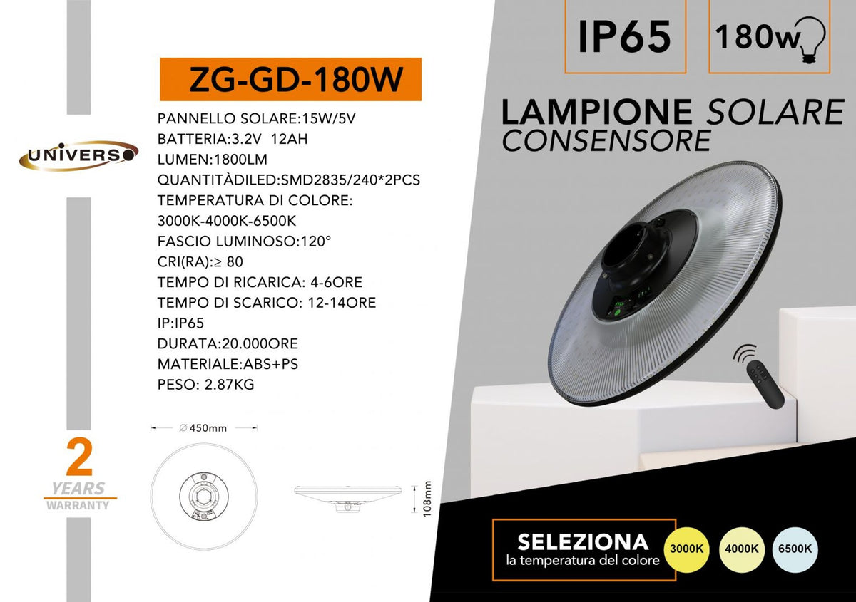 Lampada solare – ZG-GD-180W