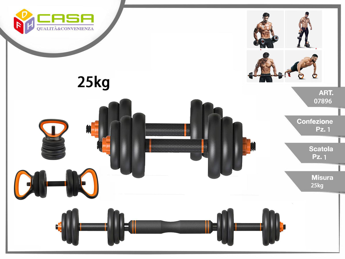 SET MANUBRI E BILANCIERE 25 kg