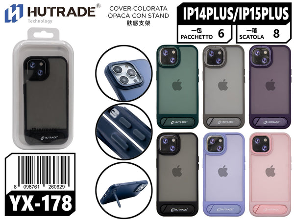COVER COLORATA OPACA CON STAND IP15 PLUS/14 PLUS