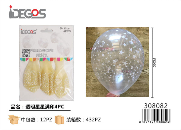Palloncini in lattice con stelle, 4 pezzi