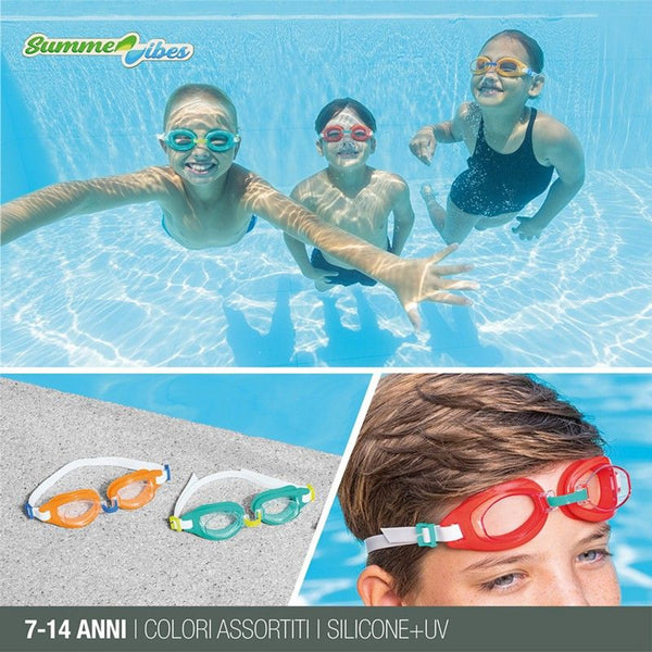 21049 occhialini wave crest 7-14 3 colori assortiti silicone con pronte